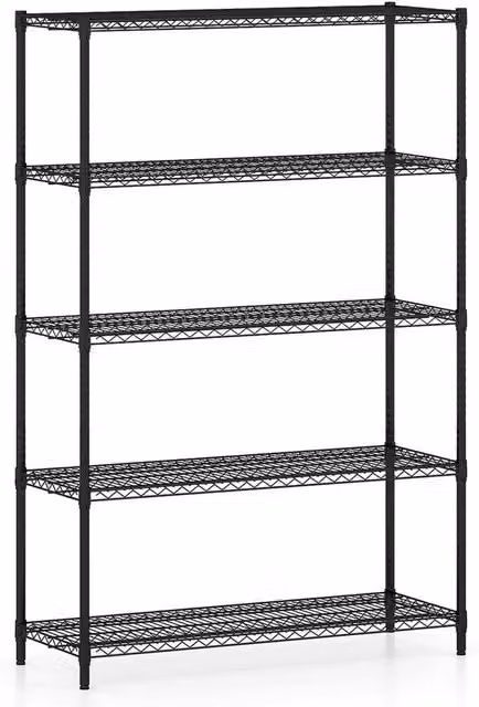 VOGREX 5-Tier Adjustable Metal Wire Storage Shelving Unit in Black – 1
