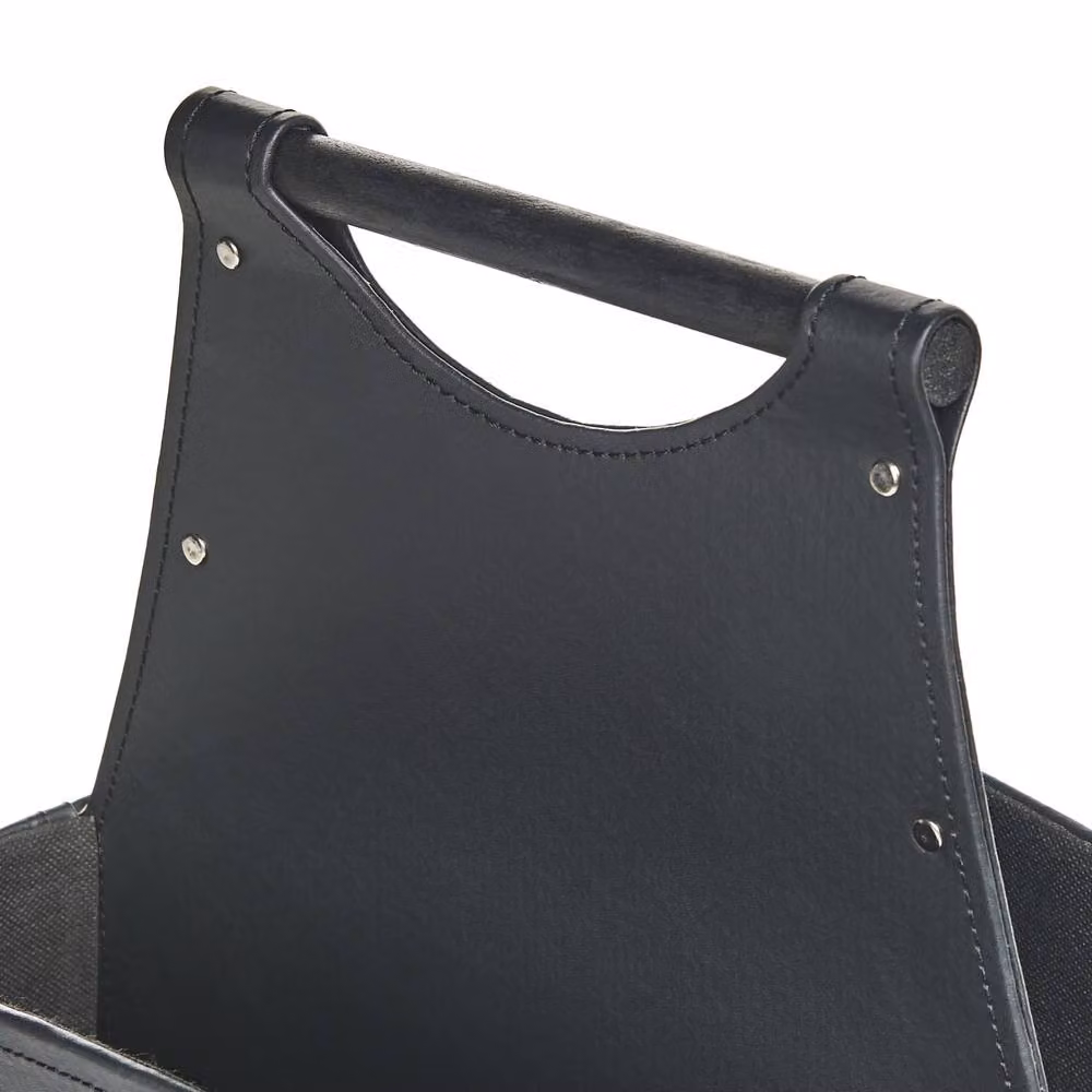 Wyld and Coco Graphite Grey Faux Leather Two Compartment Storage Basket with Handles W/D/H: 33.0 x 23.0 x 32.0 cm – 5