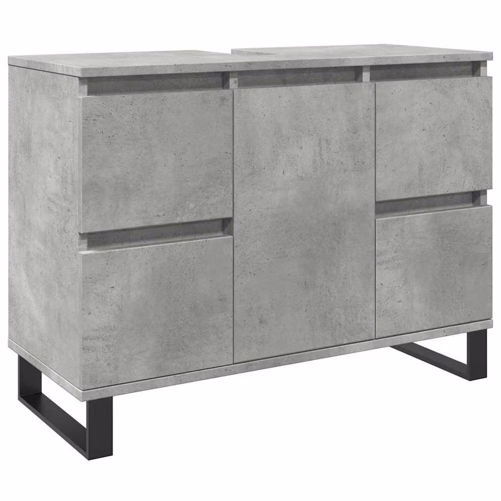 Berkfield Home Freestanding Bathroom Sink Cabinet in Concrete Grey, W/D/H: 80 x 33 x 60 cm – 2