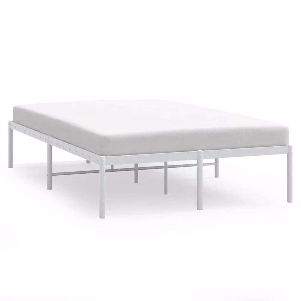Berkfield Home Metal Bed Frame, White, W/D/H: 120 x 190 cm – 2