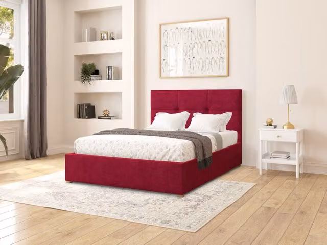 Aspire Store Caine Modern Fabric Ottoman Bed with Lift Up Base and Geometric Upholstered Frame