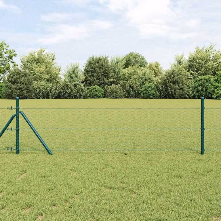 Berkfield Home Green PVC-Coated Steel Hexagon Fence, H: 0.5 m x W: 50 m