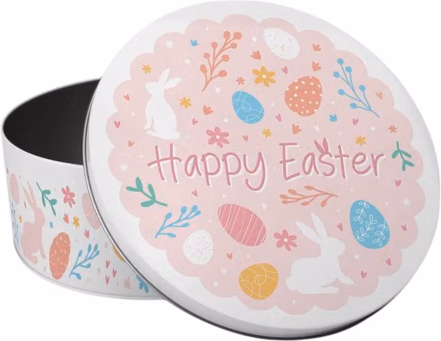 Purely Home Happy Easter Pastel Pink Small Round Cake Tin in Multicolour