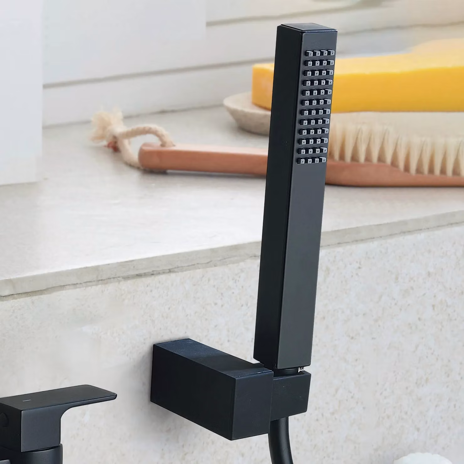 Nes Home Matte Black Modern Brass Bath and Shower Mixer Tap Set – 4