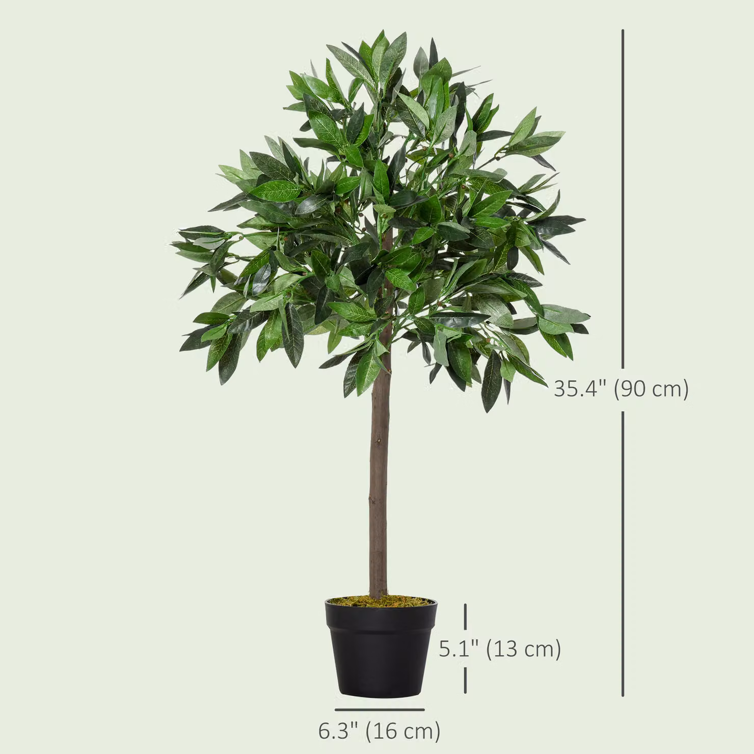 Outsunny Set of 2 Green Artificial Bay Laurel Ball Trees with Nursery Pots, Height: 90 cm – 3