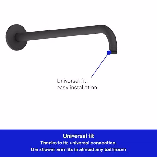 Duravit Universal Round Shower Arm in Black Matt with 410 mm Shower Head and Wall Mounting – 2