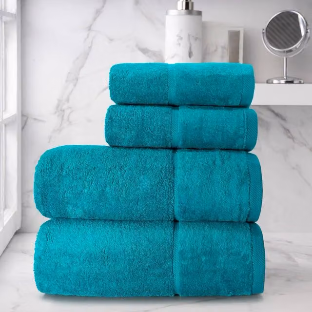 Velosso Super Soft Plush 100% Cotton Terry Velour Towel in Jade Green