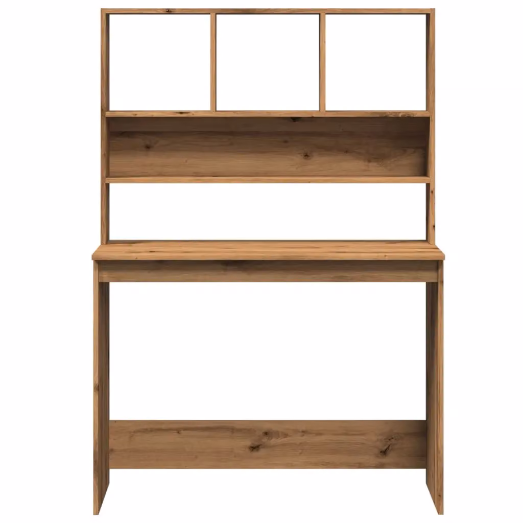 Berkfield Modern Writing Desk with Shelves in Artisan Oak Brown, W/D/H: 102 x 45 x 148 cm – 3