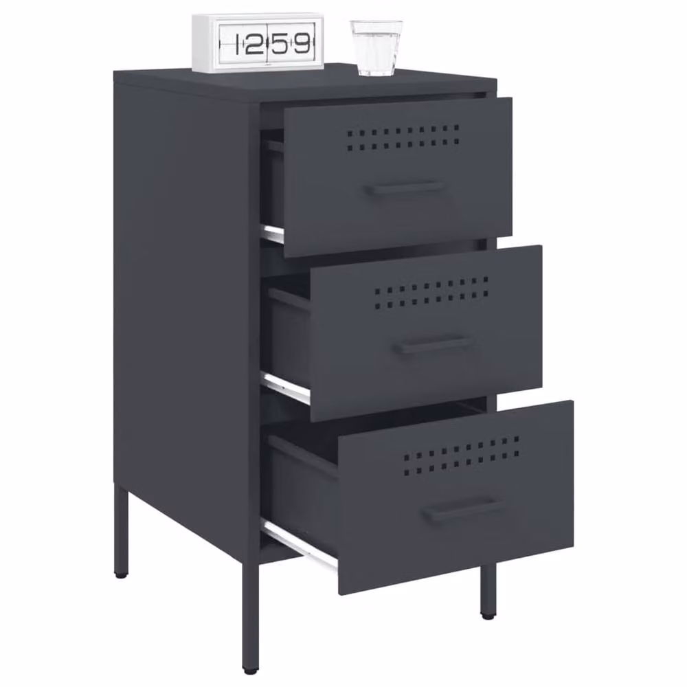 Berkfield Home Sturdy Metal Bedside Cabinets, 2 Pack, Anthracite Grey, W/D/H: 36 x 39 x 68 cm – 3