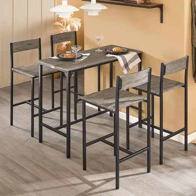 SoBuy Modern Breakfast Bar Dining Set with Table and Chairs in Black, Yellow or Grey