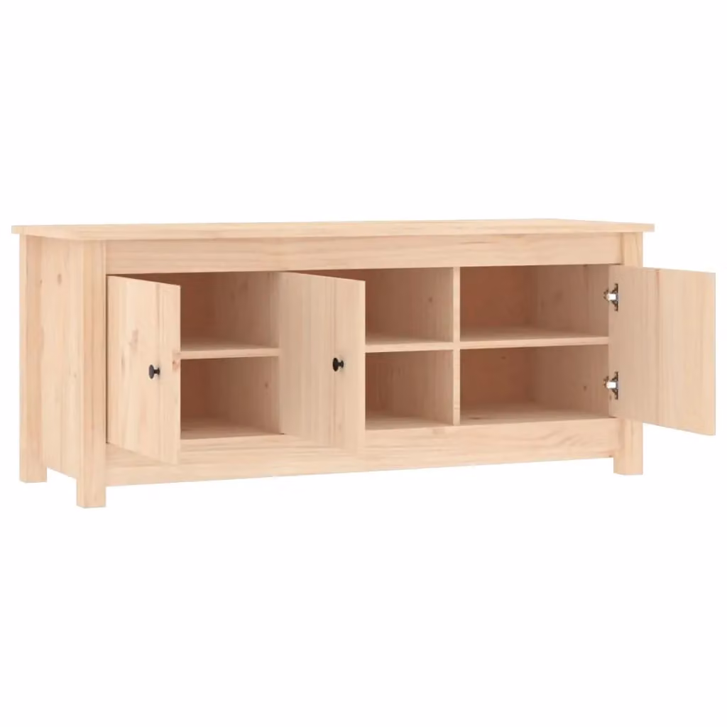 Berkfield Home Rustic Solid Wood Pine Shoe Cabinet in Brown, W/D/H: 110 x 38 x 45.5 cm – 2