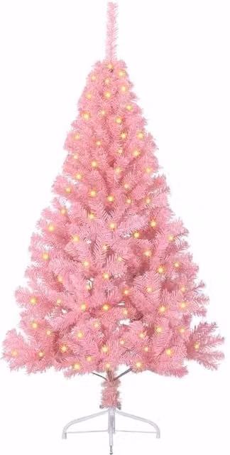 Berkfield Home Beautiful Pink Artificial Pre-lit Christmas Tree with 150 LEDs