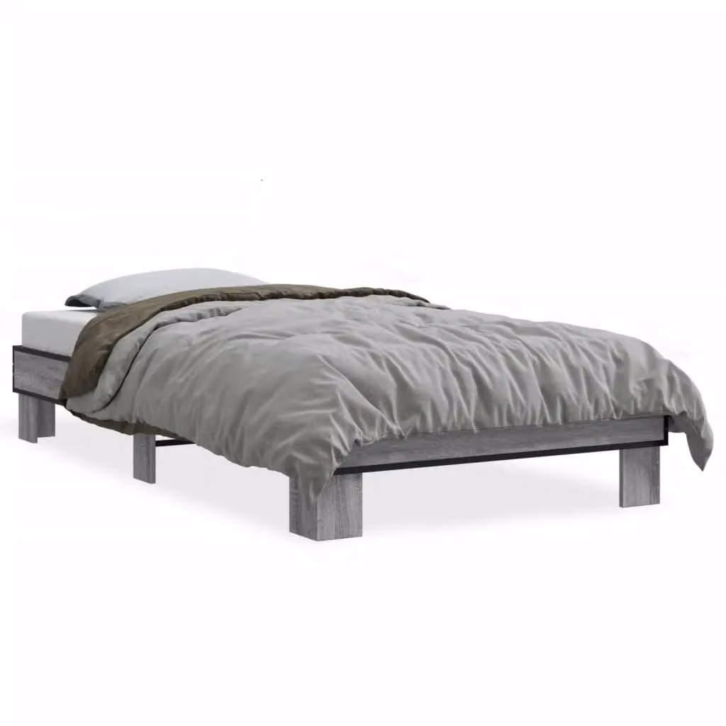 Berkfield Home Sonoma Bed Frame in Grey, W/D/H: 100 x 200 cm – 2