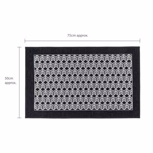 JVL Allure Machine Washable Non-Slip Entrance Doormat and Runner Set in Black and Grey – 2