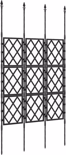 Outsunny Foldable Garden Trellis Lattice Climbing Support in Black, W: 85 cm, H: 197 cm