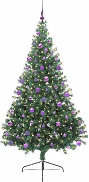 Berkfield Home Beautiful Pre-lit Artificial Christmas Tree, Green, Height: 210 cm