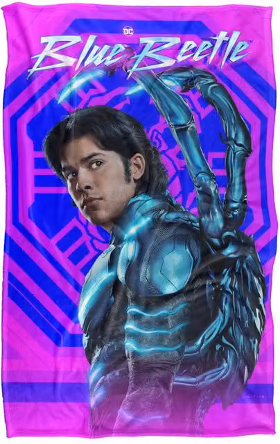 Warner Bros. Blue Beetle 2023 Neon Glare Super Soft Fleece Throw Blanket, Blue and Multicolour, W: 91 cm, D: 147 cm – 6