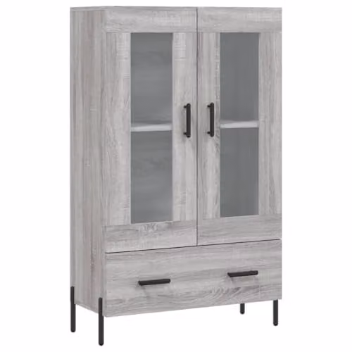 vidaXL Modern Grey Sonoma Highboard with Glass Doors, W/D/H: 69.5 x 31 x 115 cm – 1