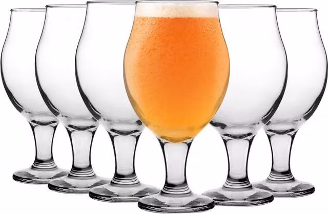 LAV Angelina Tulip Beer Glasses, Clear, 570ml, Pack of 6 – 1
