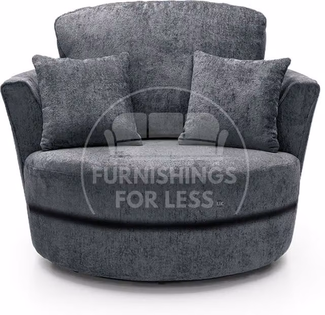 Furnishings For Less UK Monaco Grey Chenille Fabric 360 Degree Swivel Tub Chair – 1