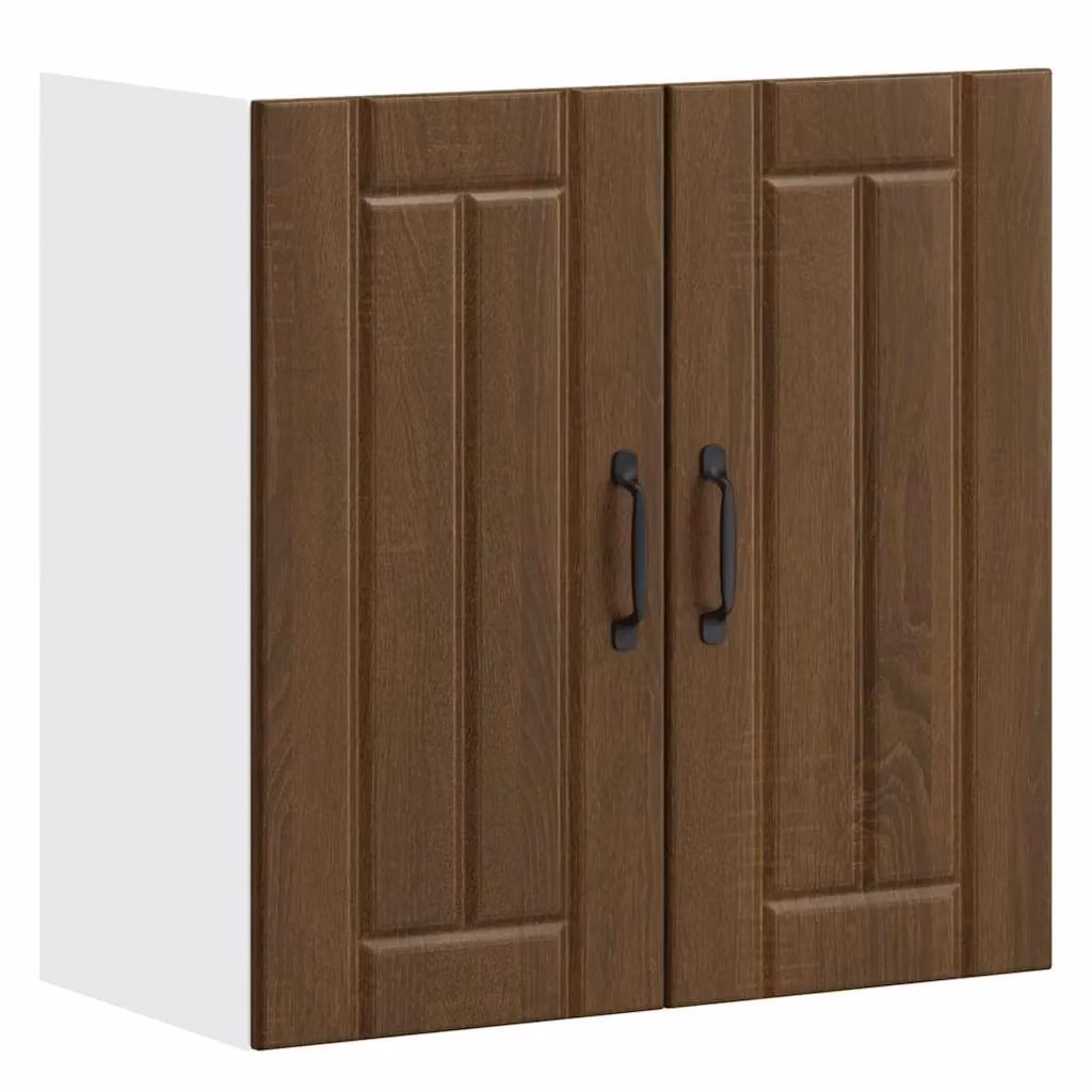 Berkfield Home Lucca Kitchen Wall Cabinet in Brown Oak with Glass Doors – 1