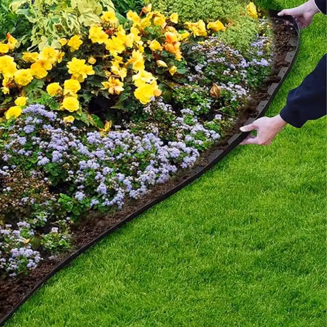 Garden Gear Flexible and Durable Plastic Garden Border Edging in Black
