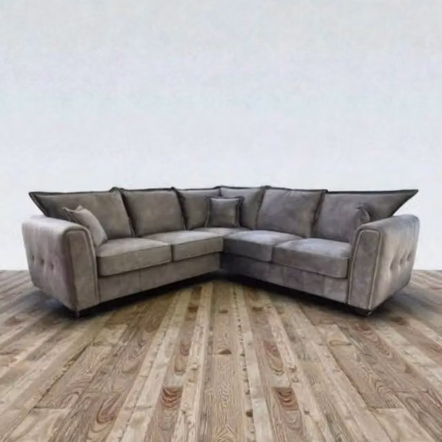 Snug Furniture Birmingham Ltd Serena Large Full-Back Corner Sofa in Taupe Microfibre Fabric – 1
