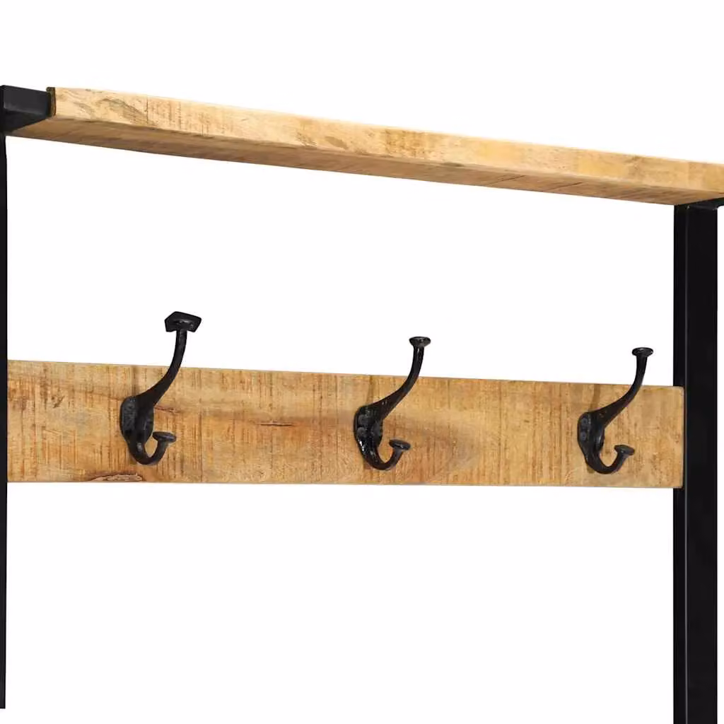 Berkfield Home Rustic Mango Wood Clothes Rack in Brown, W/D/H: 80 x 40 x 190 cm – 3