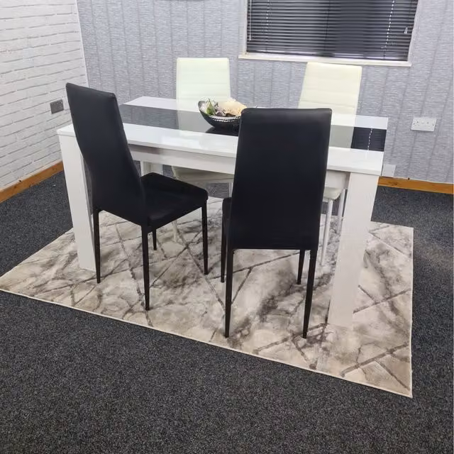 Kosy Koala Modern Black and White Dining Set with Rectangular Table and 4 Chairs