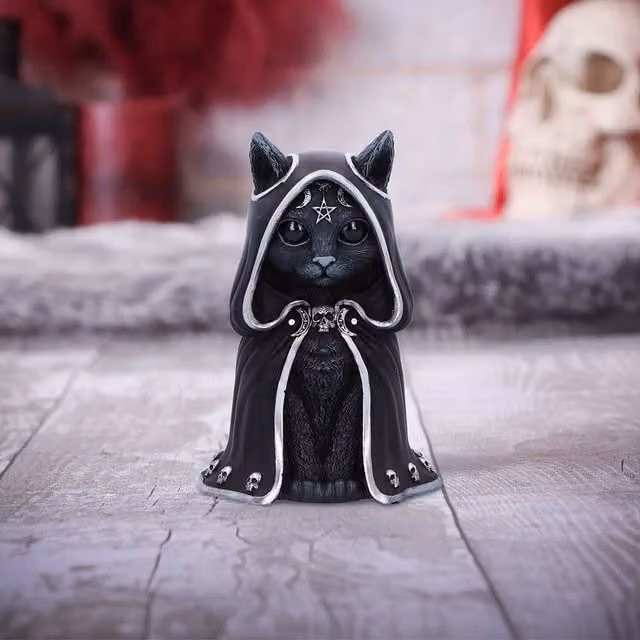 Nemesis Now Cat Cult Cuties Halloween Figurine in Black, Silver and Red, Height: 10 cm