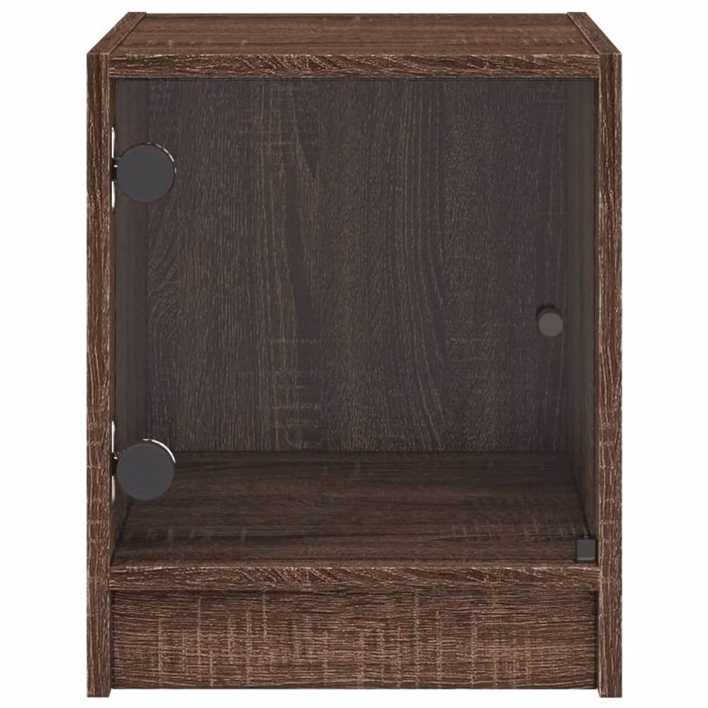 Berkfield Home Elegant Bedside Cabinets with Glass Doors, 2 Pack, Brown Oak, W/D/H: 35 x 37 x 42 cm – 4