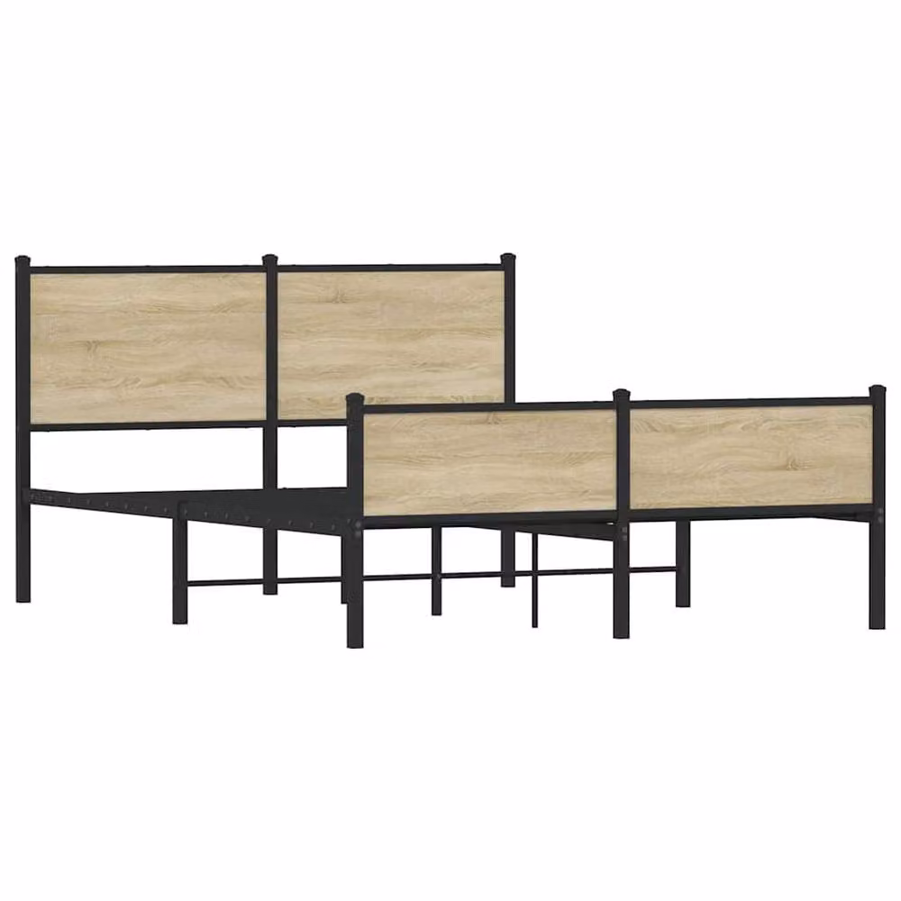 Berkfield Home Metal Bed Frame with Drawers in Sonoma Oak Brown, W: 140 cm, L: 200 cm – 3