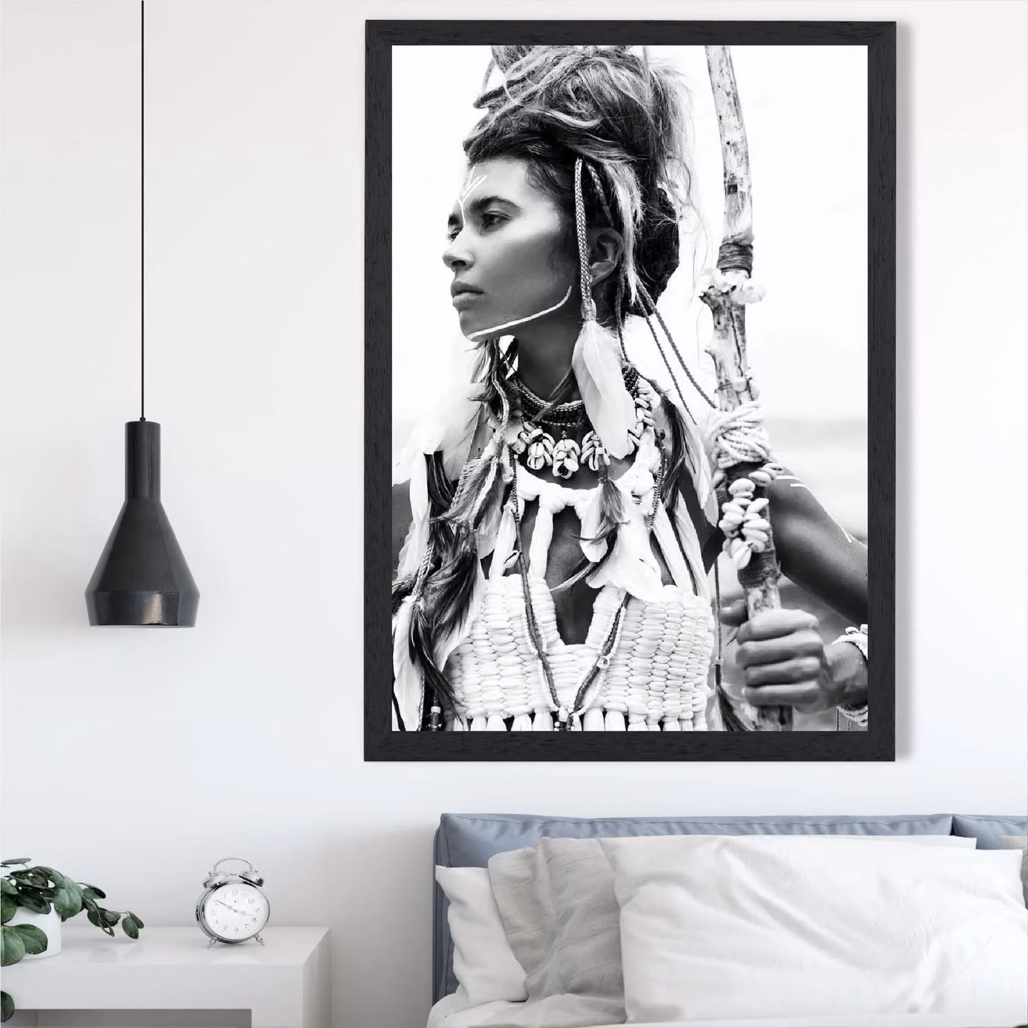 ARTZE Warrior Woman Black and White Photo Framed Print – 2