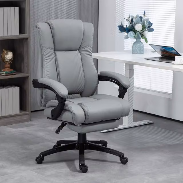 Vinsetto Executive Home Office Swivel Chair in Grey with Armrests and Castors