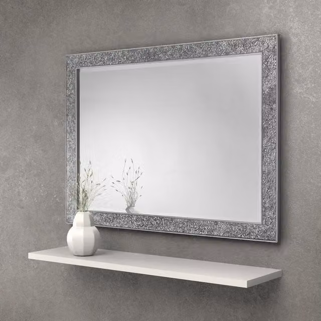 Julian Bowen Staccato Fragment Rectangular Glass Wall Mirror in Silver – 1