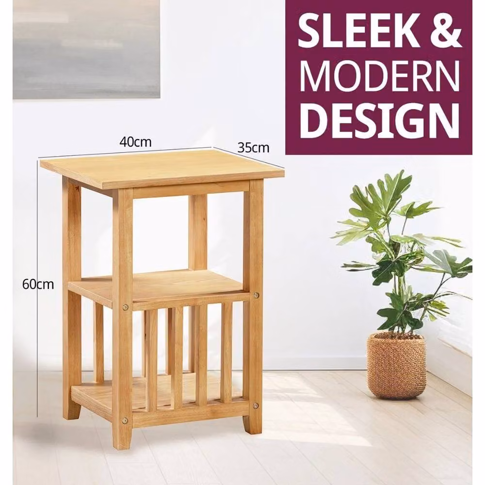 FORGEVIO Small Side Table and Magazine Rack in Light Oak Veneer – 2