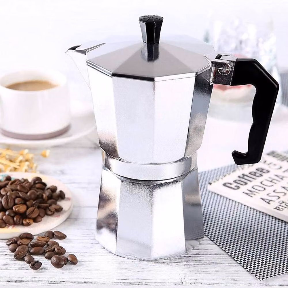 FLAVORA 450ml Stove Top Moka Coffee Pot in Metallic Silver – 4