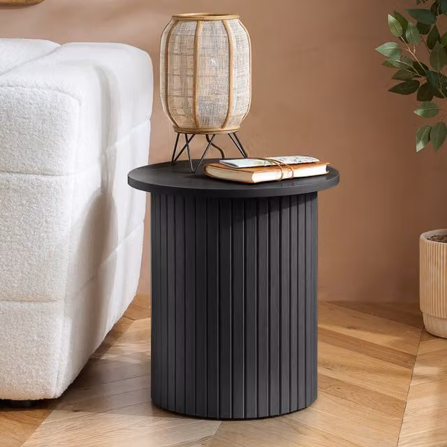 Birlea Axel Fluted Side Table in Black