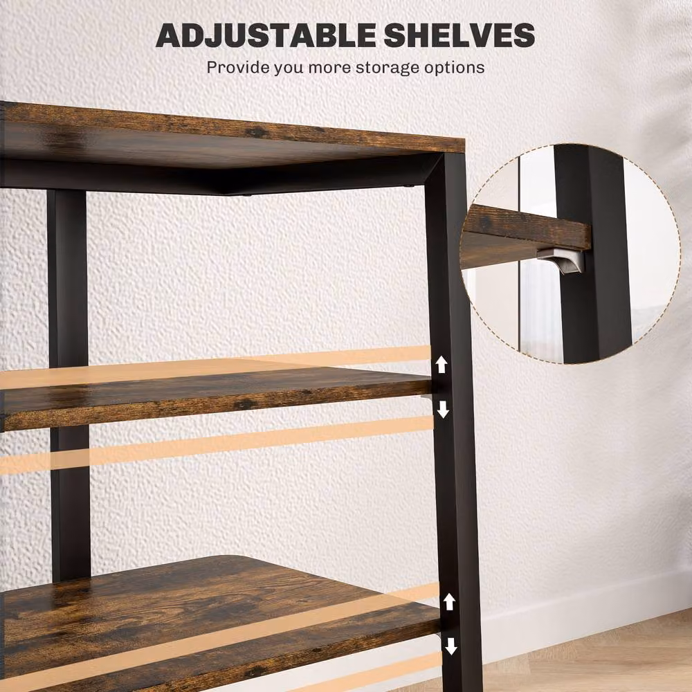 STILVORA HiFi Stand with 4 Adjustable Shelves in Rustic Brown – 7