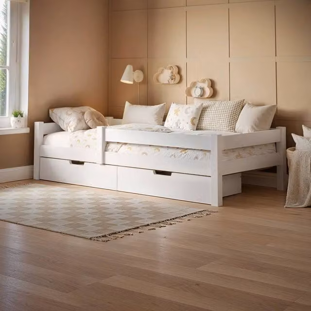Flair Milo Single Bed with Storage in White, W/D/H: 90 x 200 cm – 1