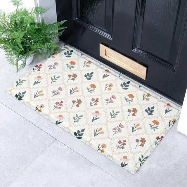 Artsy Mats Vintage Floral Stamp Doormat, Multicolour, W: 70 cm, D: 40 cm – 1