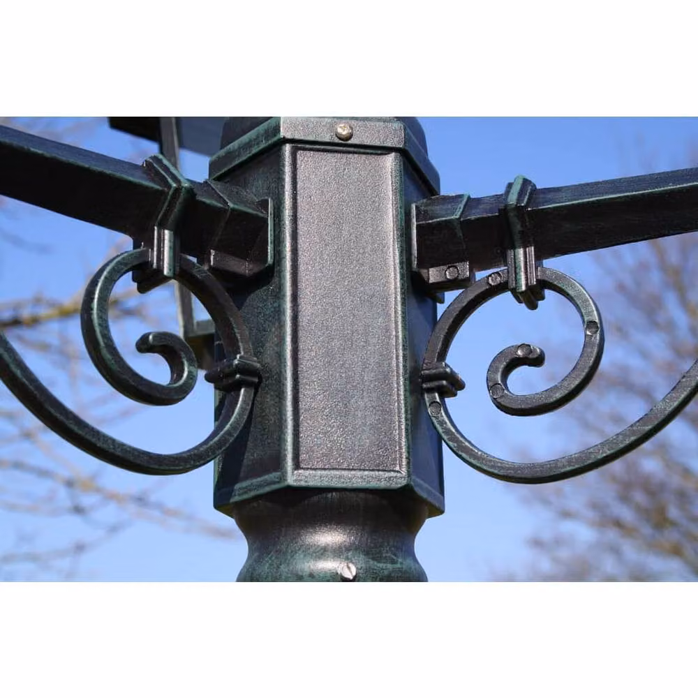 Berkfield Home 3-Arm Decorative Garden Light Post in Green and Black Aluminium, Height: 215 cm – 4
