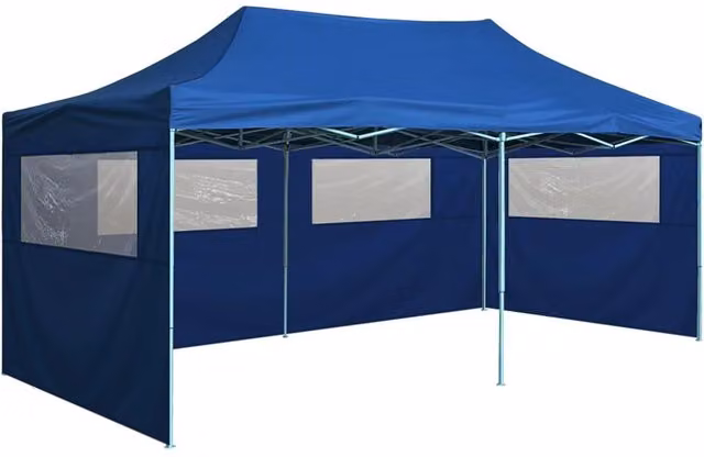 Berkfield Home Professional Folding Party Tent with 4 Sidewalls, Blue, W: 6 m, D: 3 m