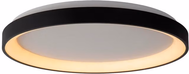 Lucide Modern Ring Flush Ceiling Light in Black and Brass