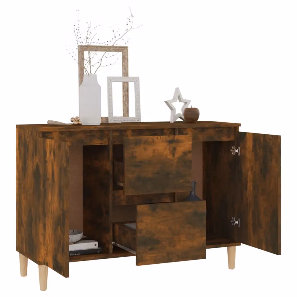Berkfield Home Smoked Oak Sideboard in Brown, W/D/H: 103.5 x 35 x 70 cm – 4