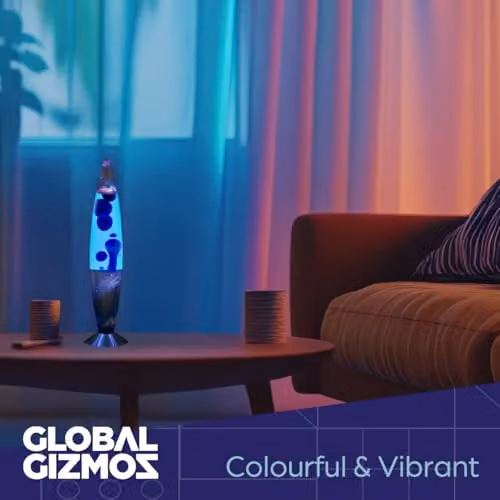 Global Gizmos 49009 Galaxy Lava Lamp in Blue with Matte Pattern Base, Height: 40.64 cm – 3