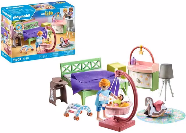 Playmobil Dollhouse Bedroom with Baby Corner in Blue and Multicolour
