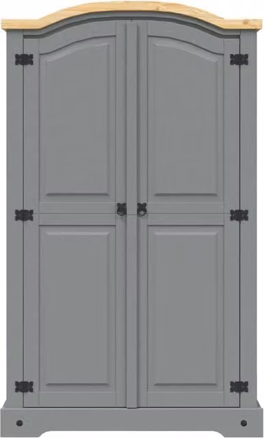 Berkfield Home Corona Range 2 Door Mexican Pine Wardrobe in Grey and Brown, H 170 x W 101 x D 52 cm – 1