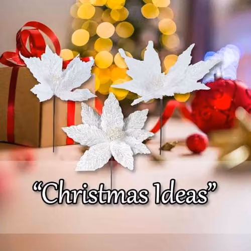 VFM e-Store Glitter Flower Picks Christmas Decoration Ornament, White, Height: 30 cm – 4