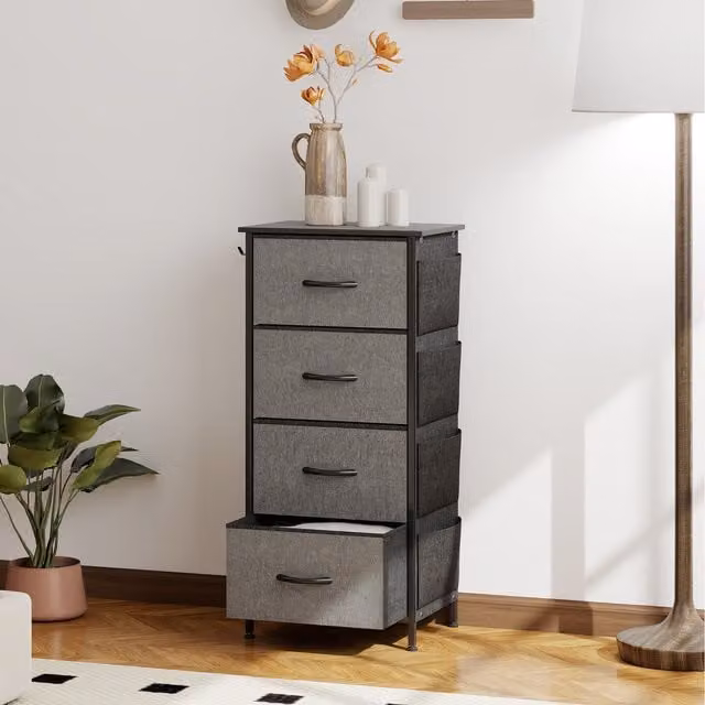 HOMCOM Modern Grey Double Dresser with 4 Drawers